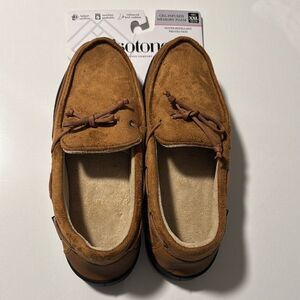 Isotoner Slippers Mens XXL 13 13 Brown Memory Foam Outdoor Fleece Lined